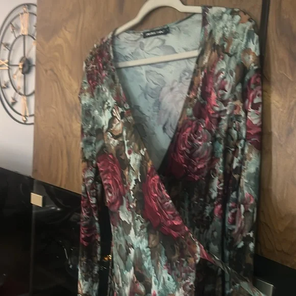 NWO JALOUX /Zalu rayon Wrap around Vintage Gorgeous Dress Size Large See video - Picture 8 of 12